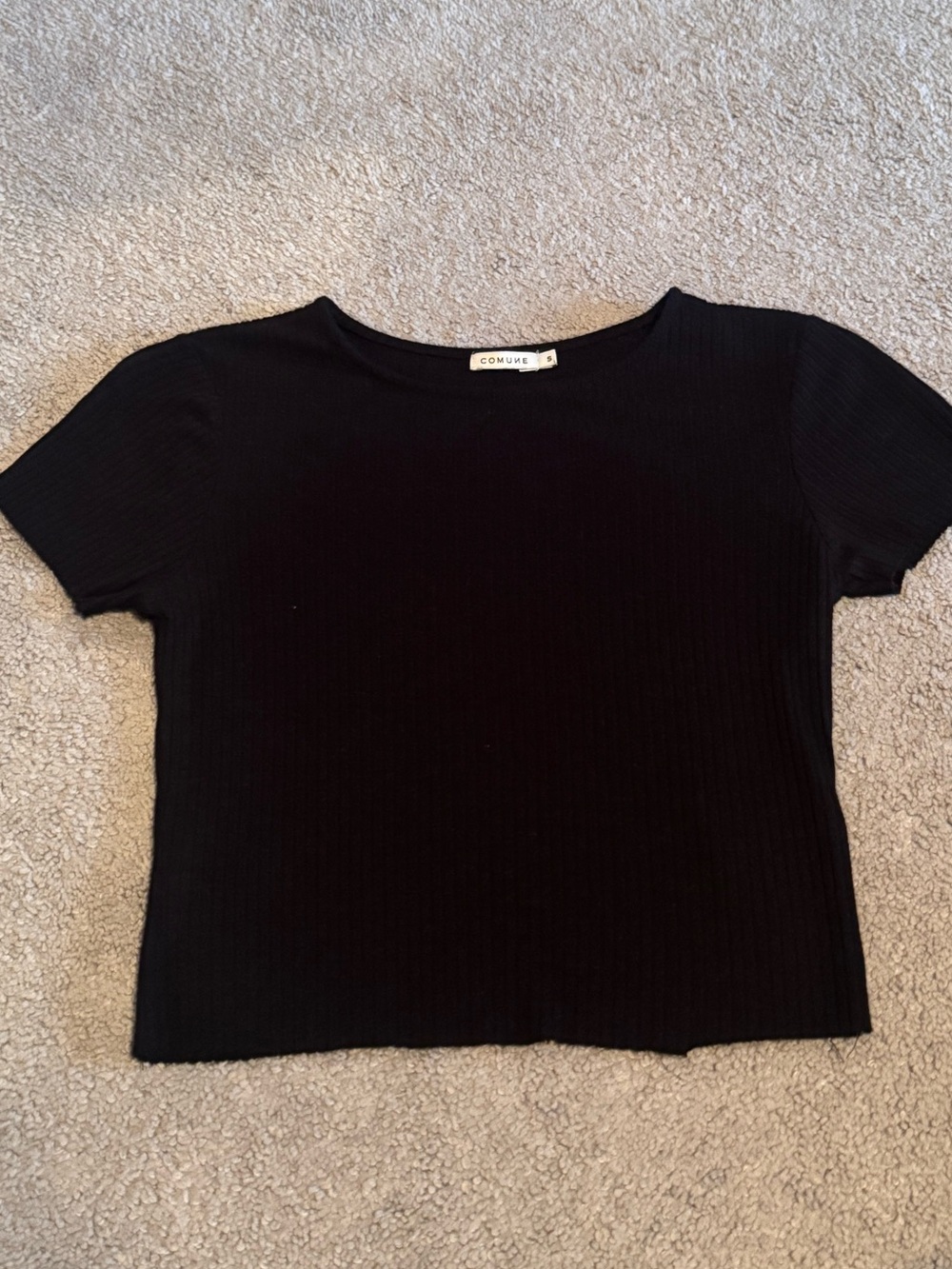Black Ribbed Crop T-Shirt